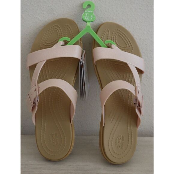 CROCS 208666-6TY Women's Sz 8 Pink Clay Tulum Shimmer Toe Post Sandals - Picture 5 of 7